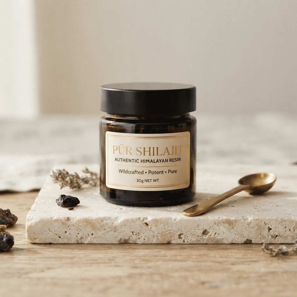 Frasco ilustrativo de shilajit
